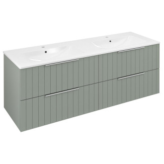 CIRASA umyvadlová skříňka s dvojumyvadlem 141x54x46cm, verde strip