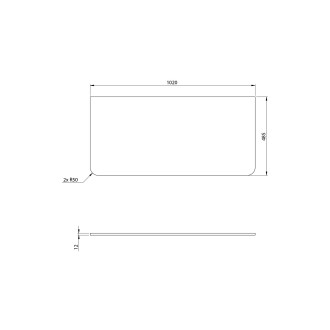 PREMIO deska kompozit 102x1,2x48,5cm, černá mat PRE100-3535