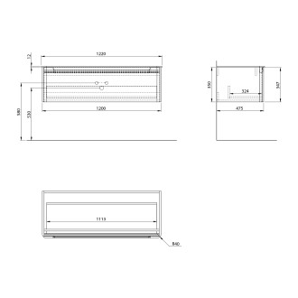 KERALA umyvadlová skříňka 120x35x47,5cm, 1x zásuvka, agila