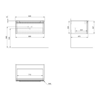 KERALA umyvadlová skříňka 80x35x47,5cm, 1x zásuvka, bílá lesk