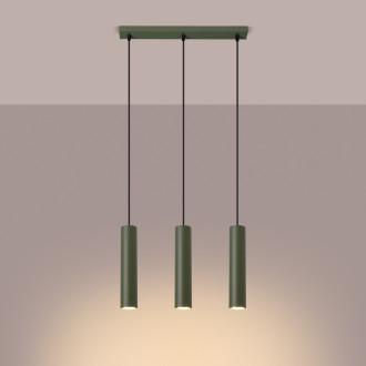 Závěsná lampa LAGOS 3L olivově zelená