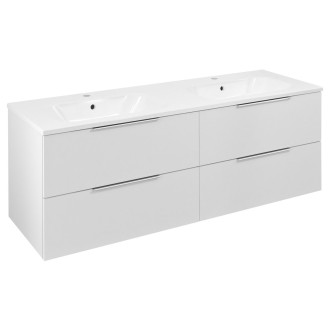 CIRASA umyvadlová skříňka s dvojumyvadlem 141x54x46cm, bílá lesk