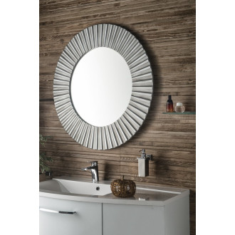 PRIDE kulaté zrcadlo v dřevěném rámu ? 90cm, stříbrná PD902
