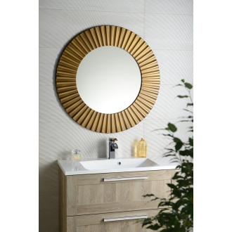 PRIDE kulaté zrcadlo v dřevěném rámu ? 90cm, bronz PD904