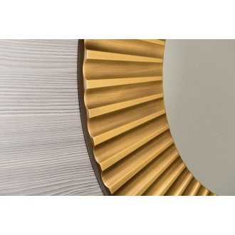 PRIDE kulaté zrcadlo v dřevěném rámu ? 90cm, bronz PD904