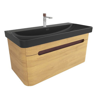 Koupelnová skříňka s umyvadlem SAT Fusion 97,5x43x45 cm dub medový mat SATFUSION100DMBKMB