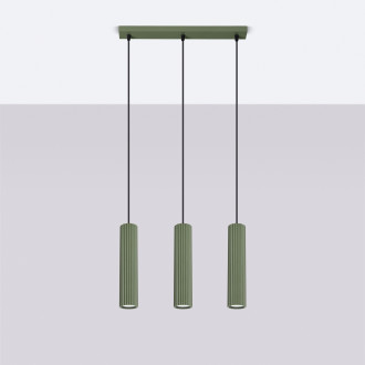 Závěsná lampa KARBON 3L olivově zelená