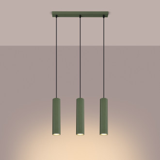 Závěsná lampa KARBON 3L olivově zelená