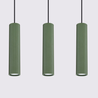 Závěsná lampa KARBON 3L olivově zelená