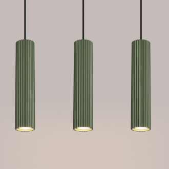 Závěsná lampa KARBON 3L olivově zelená