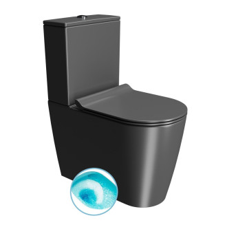 KUBE X WC kombi, Swirlflush, spodní/zadní odpad, černá dual-mat