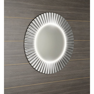 PRIDE kulaté zrcadlo s LED osvětlením v rámu ø 75cm, stříbrná