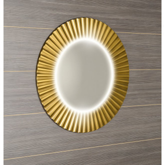 PRIDE kulaté zrcadlo s LED osvětlením v rámu ø 75cm, zlato
