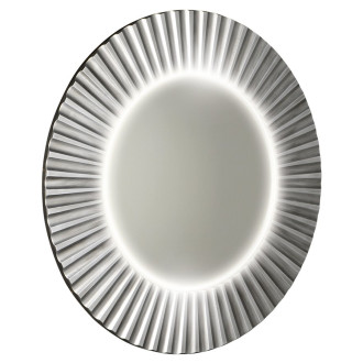 PRIDE kulaté zrcadlo s LED osvětlením v rámu ø 90cm, stříbrná