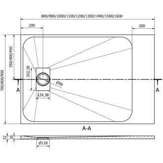 Mexen HUGO Sprchová vanička SMC, obdélníková, 90x100x2,6 cm, černá 42709010