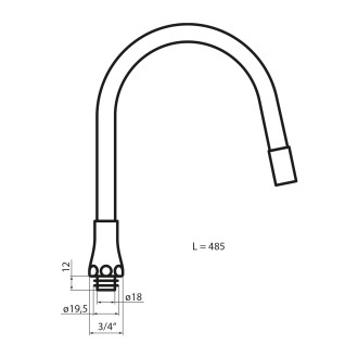Flexibilní výtokové ramínko k baterii, 470mm, 3/4 ", černá mat 43983