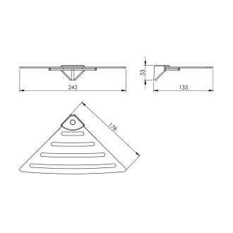 Rohová police do sprchy, 178x178 mm, oblá, ABS/nerez lesk ES80 60525