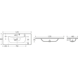 Comad SKY 1 BLACk MATT 120D DP Nábytkové umyvadlo 120, DB