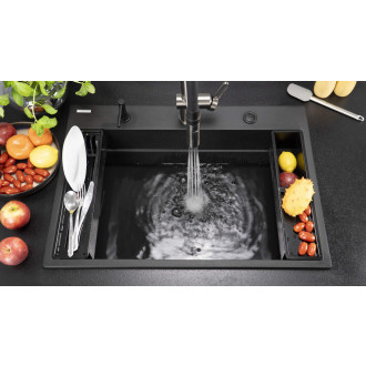 Deante Magnetic dřezová baterie s flexibilním výtokem, 2-funkční sprcha, titan BRM_D72M