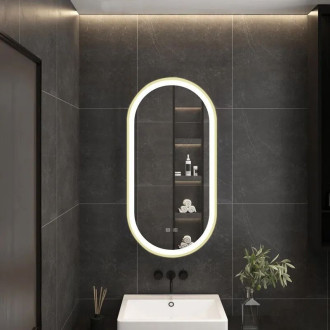 Zrcadlo LED OVL 50x100cm Gold