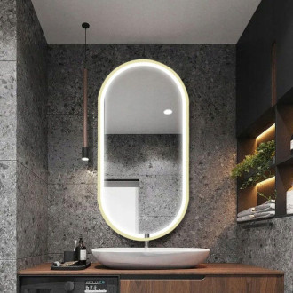Zrcadlo LED OVL 50x100cm Gold