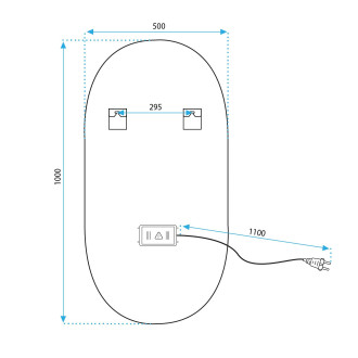 Zrcadlo LED OVL 50x100cm Gold