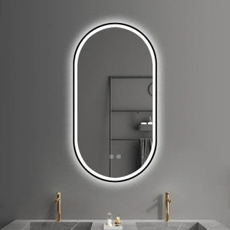 REA Zrcadlo LED OVL 50x100cm černá HOM-02505