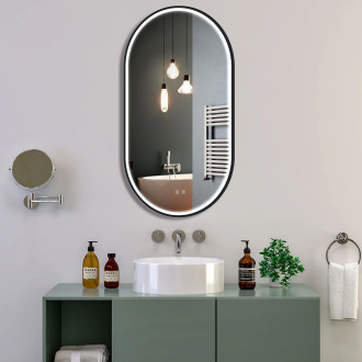 REA Zrcadlo LED OVL 50x100cm černá HOM-02505