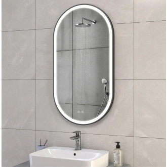 REA Zrcadlo LED OVL 50x100cm černá HOM-02505