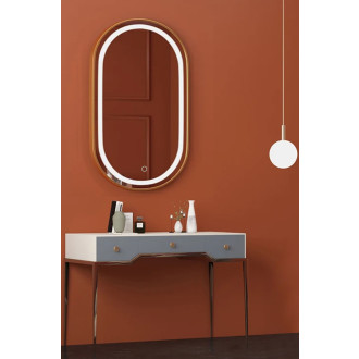 REA Zrcadlo LED 60x90cm broušená zlatá HOM-02509