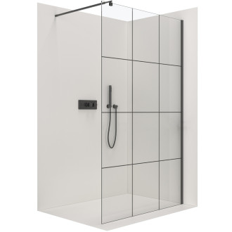 CERANO Sprchová zástěna Walk-in Onyx T L/P  +držák černá mat, industriální sklo 150x120