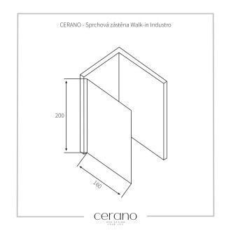 CERANO Sprchová zástěna Walk-in Onyx T L/P  +držák černá mat, industriální sklo 150x120
