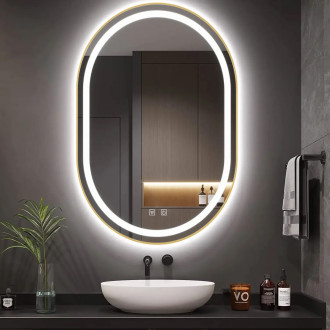 REA Zrcadlo LED 60x90cm broušená zlatá HOM-02509