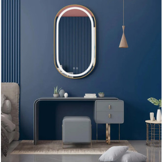 REA Zrcadlo LED 60x90cm broušená zlatá HOM-02509