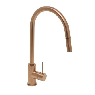 Dřezová baterie SAT Aurum s vytahovací sprškou, 2 proudy broušená rose gold SATBAUR286BRG