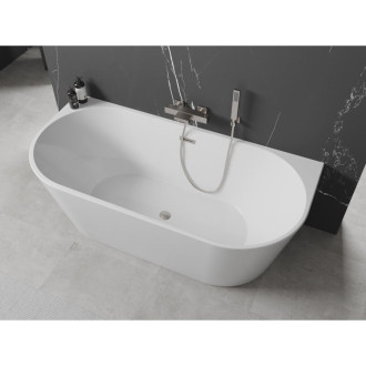 Mexen OVAL vana volně stojící nástěnná 180x80,přepad kartáčovovaný nikl 52671808000-97