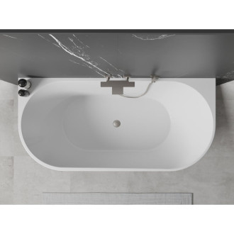 Mexen OVAL vana volně stojící nástěnná 180x80,přepad kartáčovovaný nikl 52671808000-97