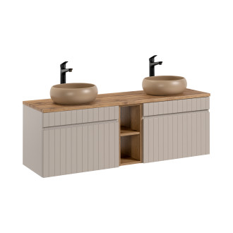 Comad set icc b 140 cm wiki-mc 81-01 coast evoke oak sestava 140 cm s deskou a 2 umyvadly
