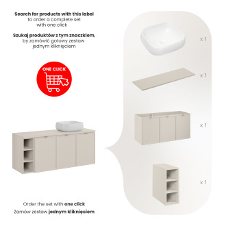 Comad SET-BC B CASHMERE 140CM UN NIKA WH Nábytková sestava 140 cm s deskou a umyvadlem