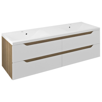 WAVE dvojumyvadlová skříňka 149,7x50x47,8cm, bílá/dub cuneo WA150-3025