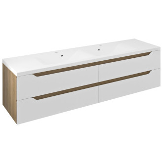 WAVE dvojumyvadlová skříňka 179,7x50x47,8cm, bílá/dub cuneo WA180-3025