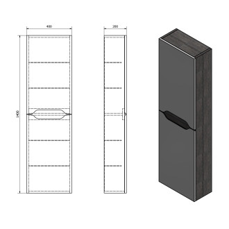 WAVE skříňka vysoká 40x140x20cm, levá/pravá, bílá/dub cuneo WA250-3025 59757