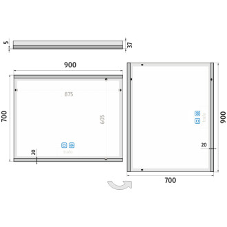 Nimco LED zrcadlo 900x700 se dvěma dotykovými senzory ZP 12019VX