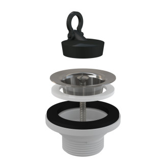 ALCA Výpust umyvadlová G 5/4" s nerezovou mřížkou O 62 mm, pryžová zátka A31
