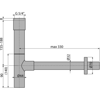 ALCA  A402 Sifon umyvadlový DN32 DESIGN celokovový, masivní
