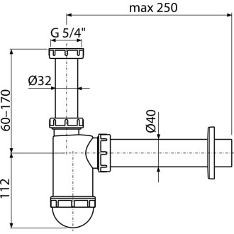 ALCA  A43 "Sifon umyvadlový DN40 s převlečnou maticí 5/4"""