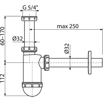 ALCA  A430 "Sifon umyvadlový DN32 s převlečnou maticí 5/4"""