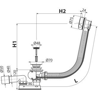 ALCA  A51B-100 Sifon vanový automat komplet, bílá