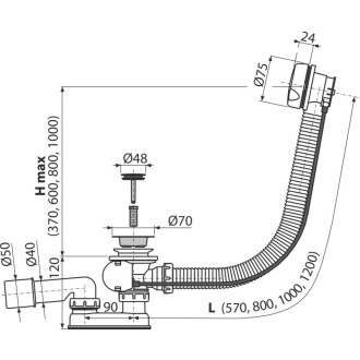 ALCA  A51B-120 Sifon vanový automat komplet, bílá