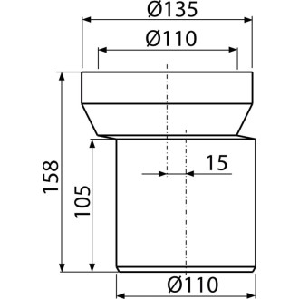 ALCA  A92 Dopojení k WC – nátrubek excentrický 158 mm